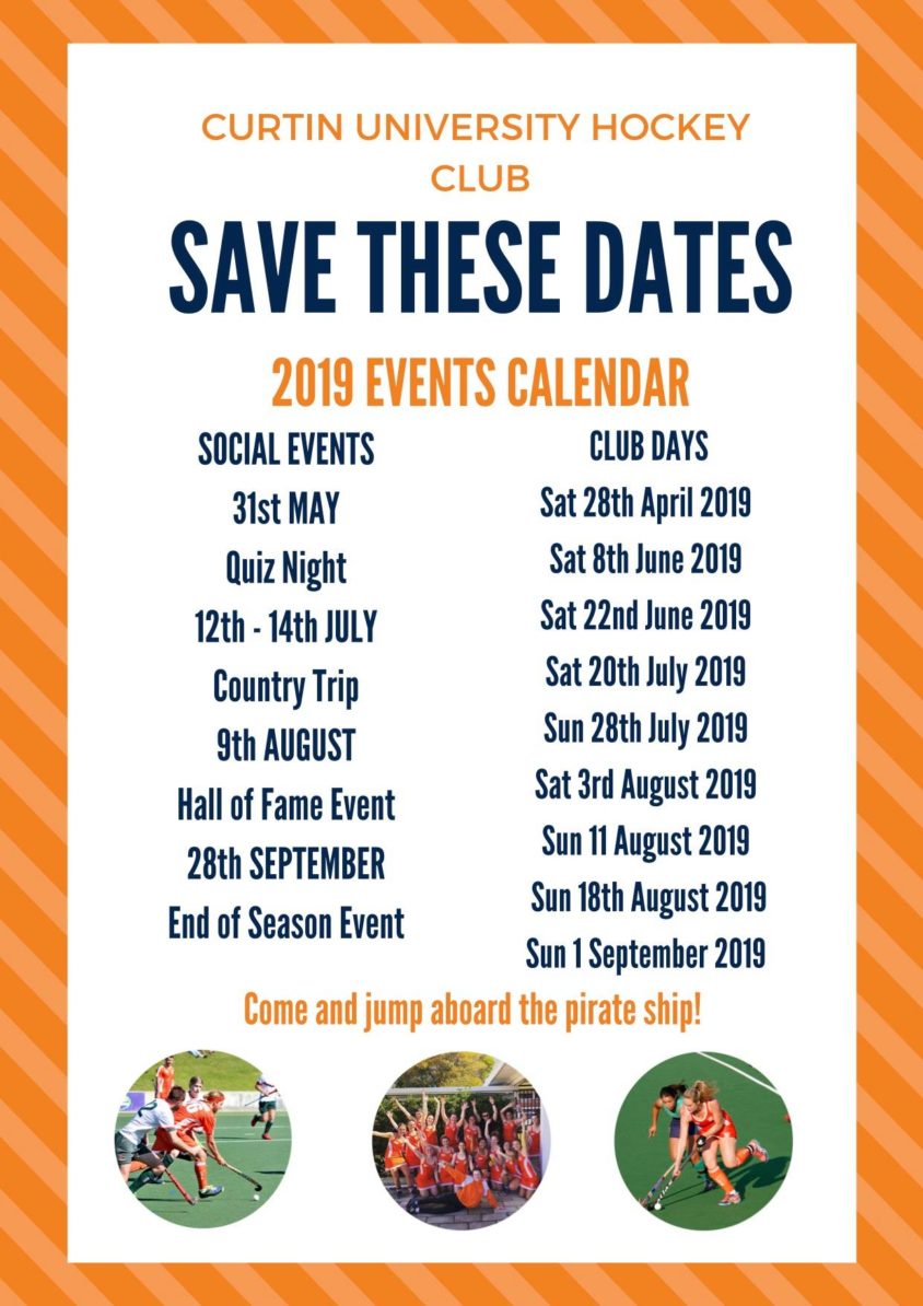CUHC Events Calendar Curtin University Hockey Club